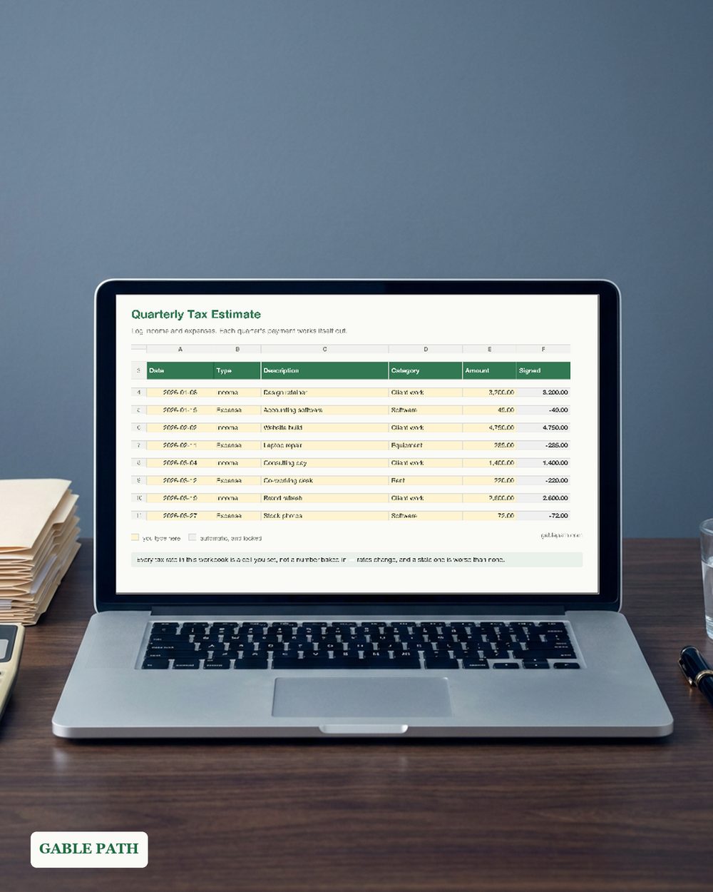 Cover image for Quarterly Tax Estimate Spreadsheet, Excel and Google Sheets, Self Employed Estimated Tax Tracker