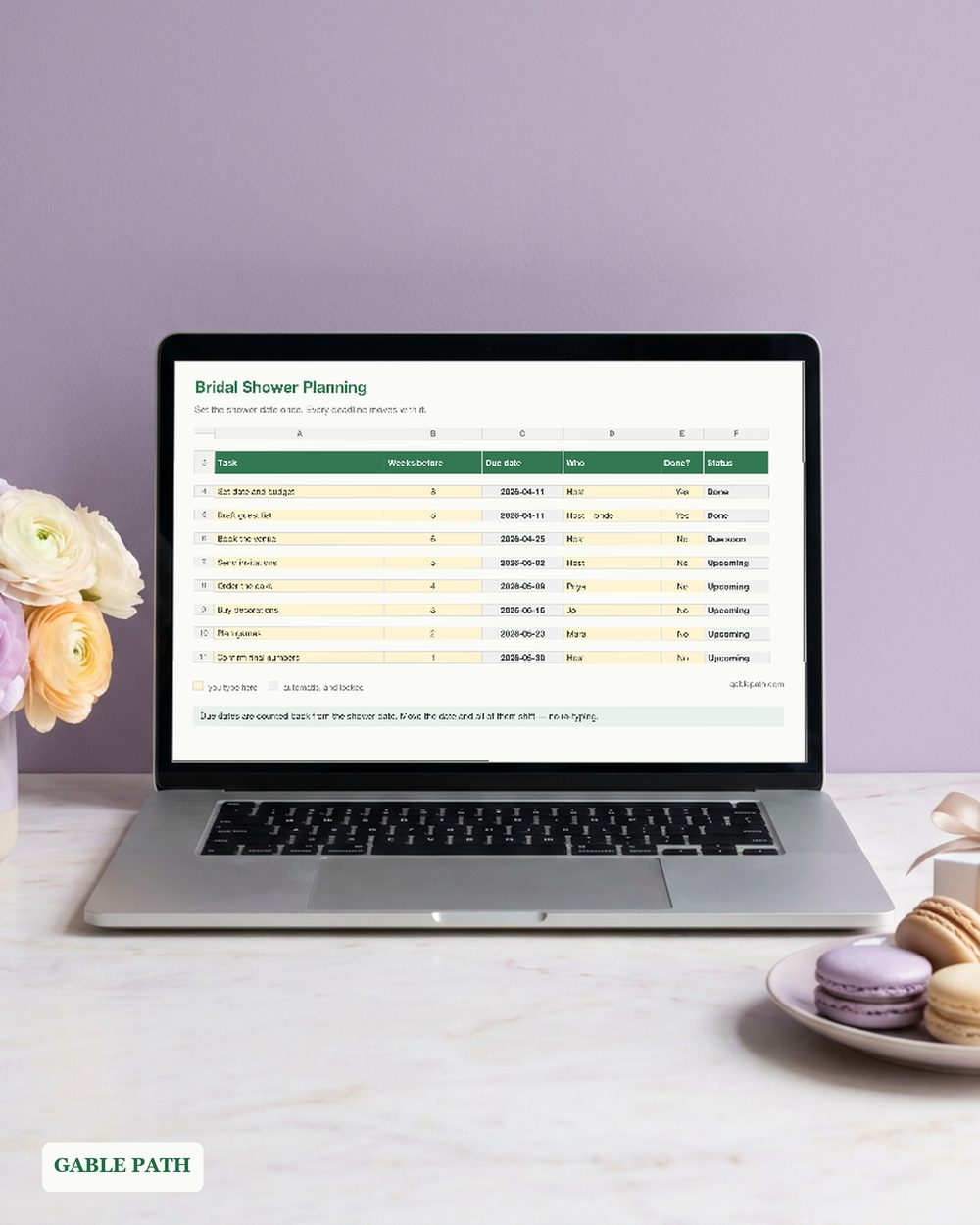 Cover image for Bridal Shower Planning Checklist, Excel and Google Sheets, Guest List Budget Tracker